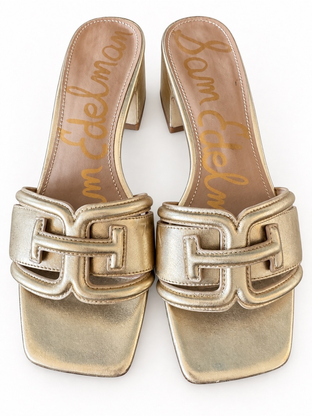 Sam Edelman Gold Metallic Leather Slide Mules